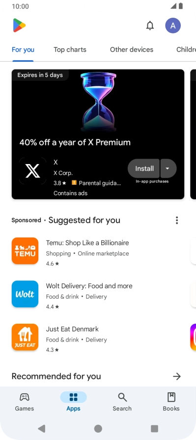 Press the profile icon.