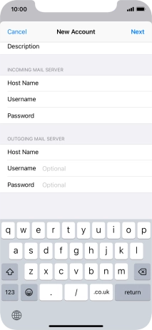 Press Username and key in the username for your email account. Please note that if you're using Vodafone's outgoing server, leave the username field empty.