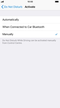 Press the required setting.