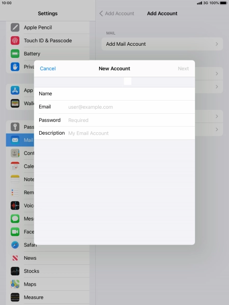 Press Email and key in your email address.