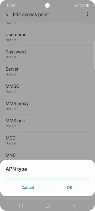 Key in default and press OK.