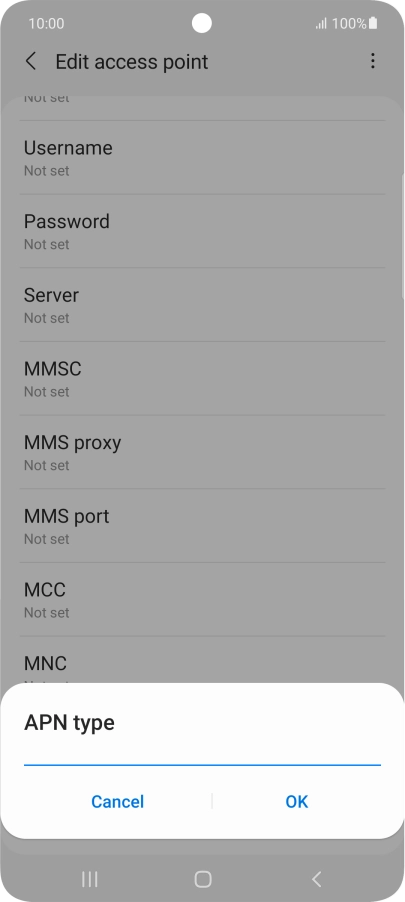 Key in default and press OK.