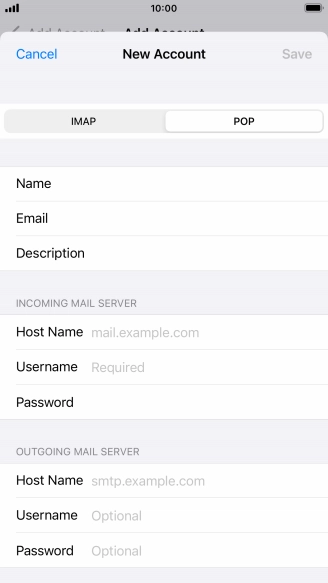Press Host Name and key in the name of your email provider's incoming server.