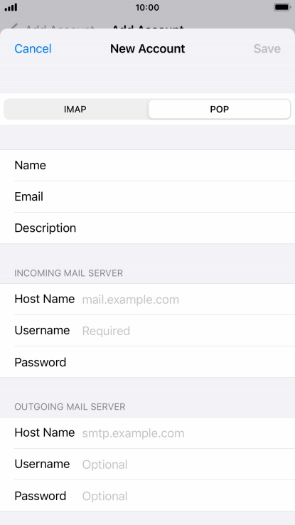 Press Host Name and key in the name of your email provider's incoming server.