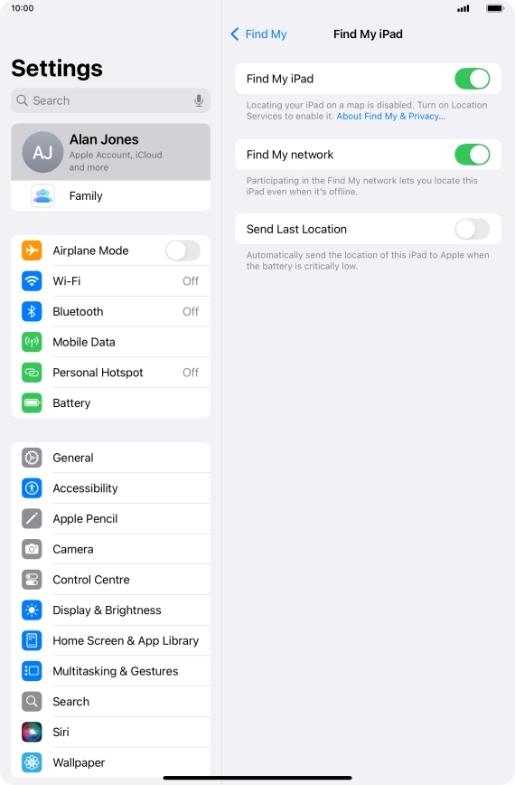 Press the indicator next to 