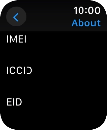 Your Apple Watch EID number is displayed below EID.