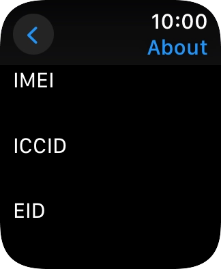 Your Apple Watch EID number is displayed below EID.