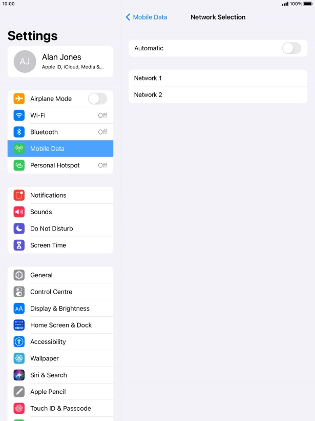 If you turn off the function, press the required network.