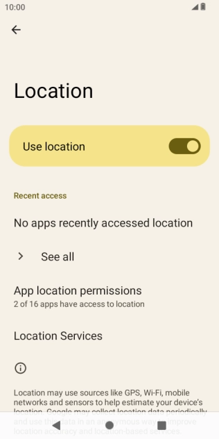 Press App location permissions.