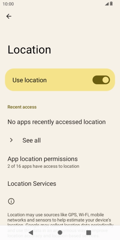Press App location permissions.