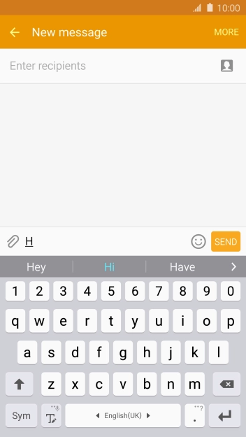 Press the required word to insert it.