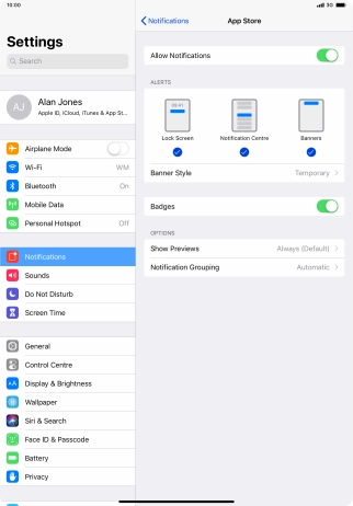 Press the indicator next to 