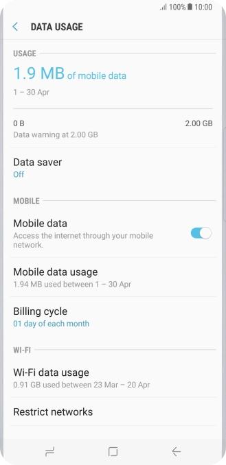 The total data usage is displayed.
