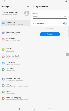 Key in the password for the Wi-Fi network and press Connect.