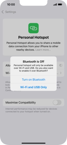 If Wi-Fi is turned on, press Wi-Fi and USB Only.