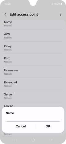 Key in Vodafone Internet and press OK.