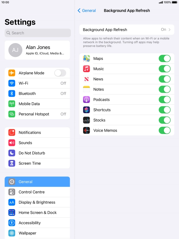 Press Background App Refresh.