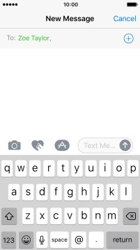 Press the text input field and write the text for your text message.