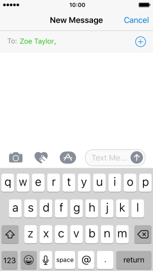 Press the text input field and write the text for your text message.