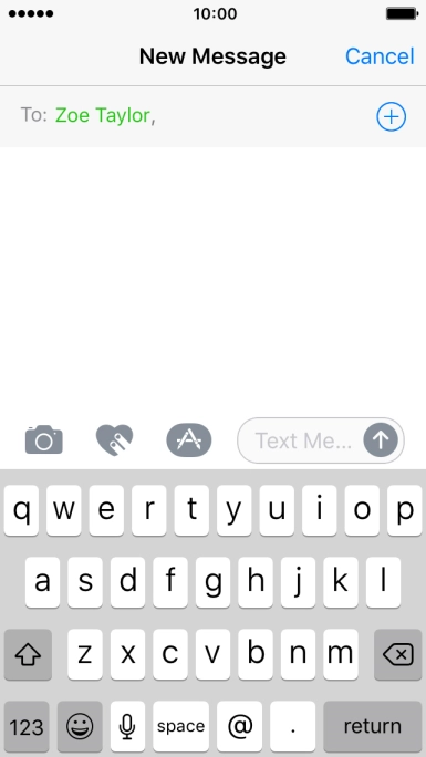 Press the text input field and write the text for your picture message.
