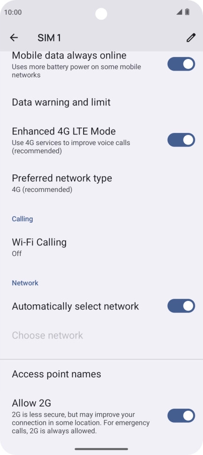 Press Access point names.