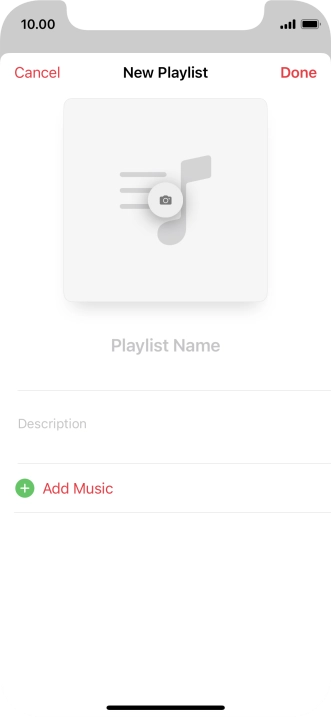 Press the text input field and key in a name for the playlist.