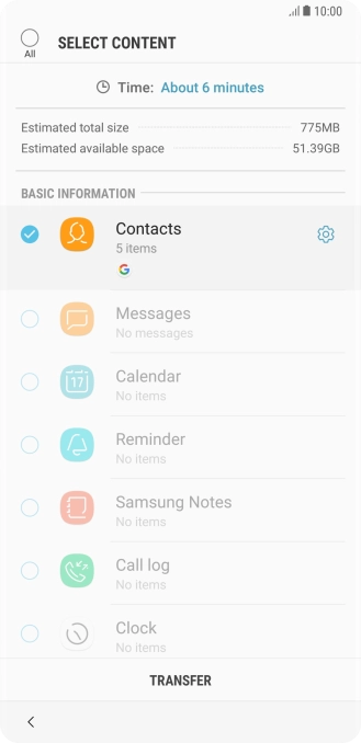 Press the required data types.