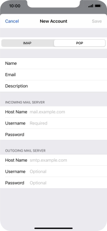 Press Host Name and key in the name of your email provider's incoming server.