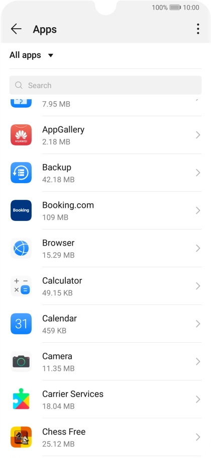 Press the required app.