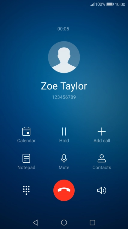 Press the end call icon.