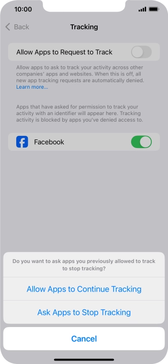 If you turn off the function, press the required setting.