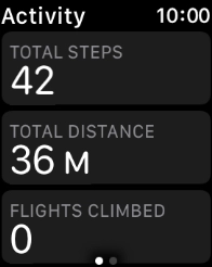 Hard press the screen and follow the instructions on the screen to see an activity summary for the current week or to adjust the daily activity goal.