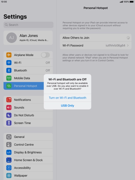 If Wi-Fi is turned off, press Turn on Wi-Fi and Bluetooth.