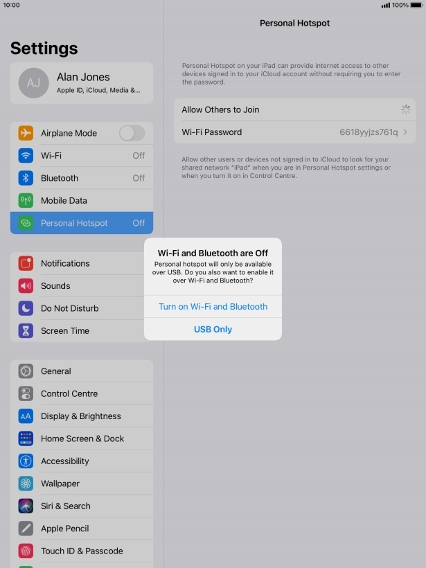 If Wi-Fi is turned off, press Turn on Wi-Fi and Bluetooth.
