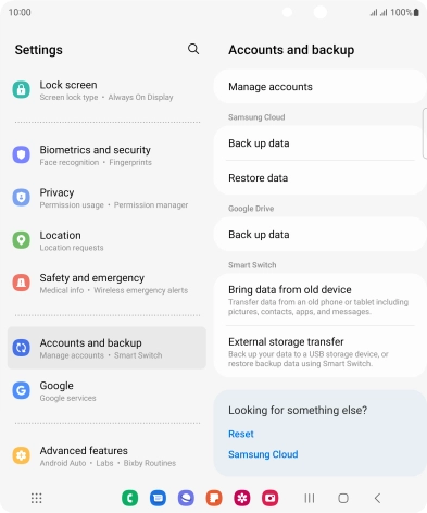 Press Manage accounts.