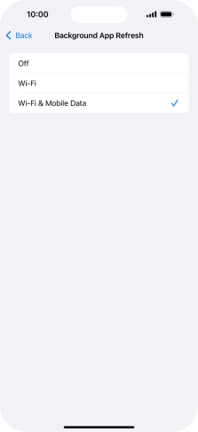 To turn off background refresh of apps, press Off.