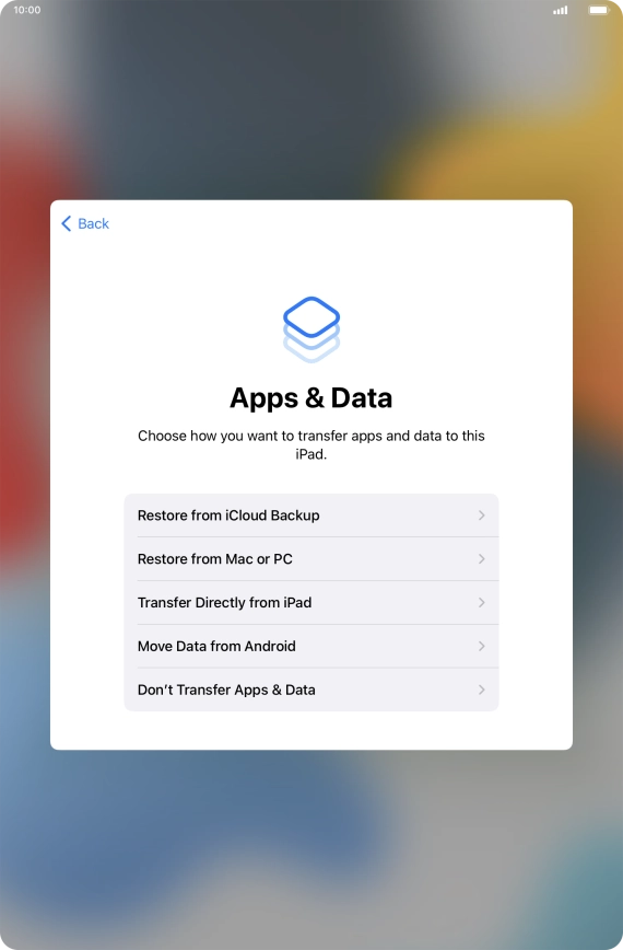Press Don't Transfer Apps & Data and follow the instructions on the screen to finish the activation.