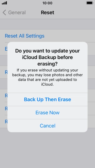 Press the required setting.