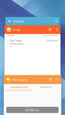 To end one running application, slide your finger right on the required application.