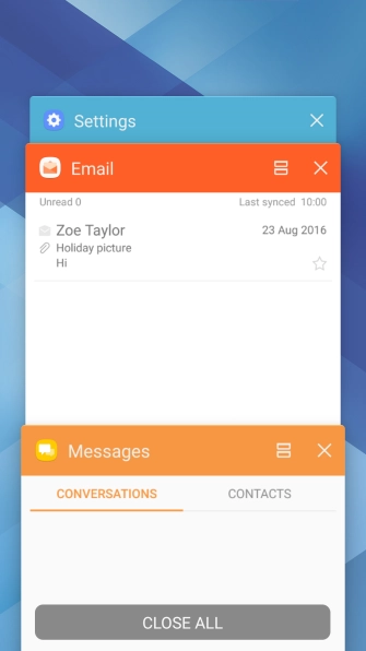 To end one running application, slide your finger right on the required application.