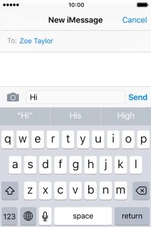 Press Send when you've finished your iMessage.