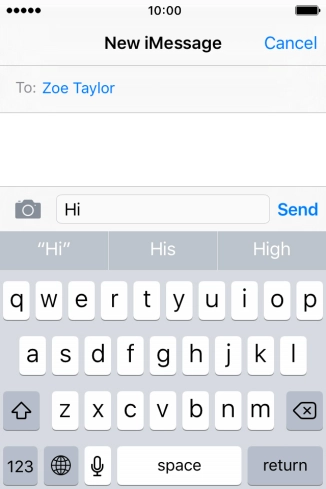 Press Send when you've finished your iMessage.