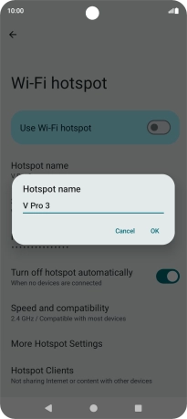 Key in the required Wi-Fi hotspot name and press OK.