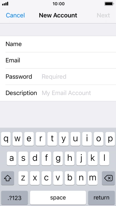 Press Password and key in the password for your email account.
