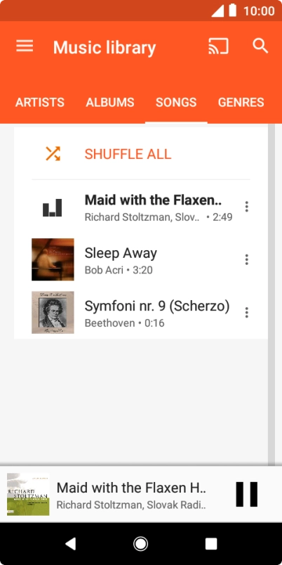 Press the song title at the bottom of the screen.