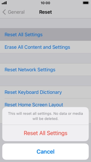 Press Reset All Settings.