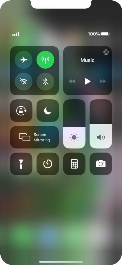 Press the flight mode icon to turn the function on or off.