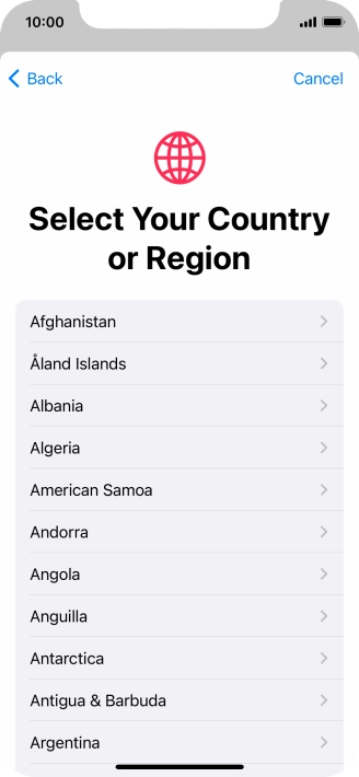 Press the required country.