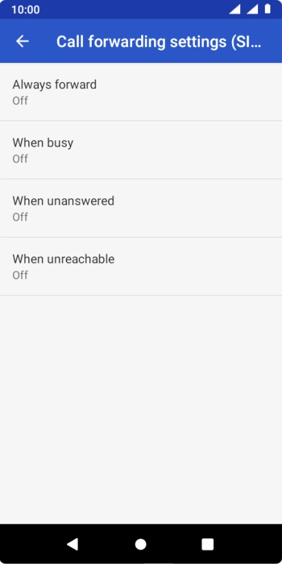Press the required divert type.