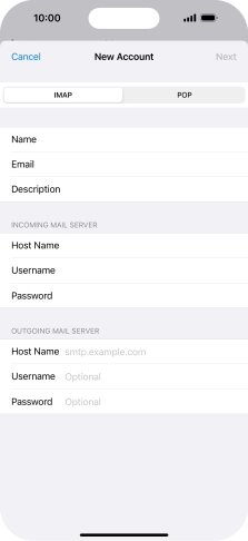Press Host Name and key in the name of your email provider's outgoing server. Please note that if you can't send email messages when using your email provider's outgoing server, key in smtp.vodafone.net.au (Vodafone's outgoing server).